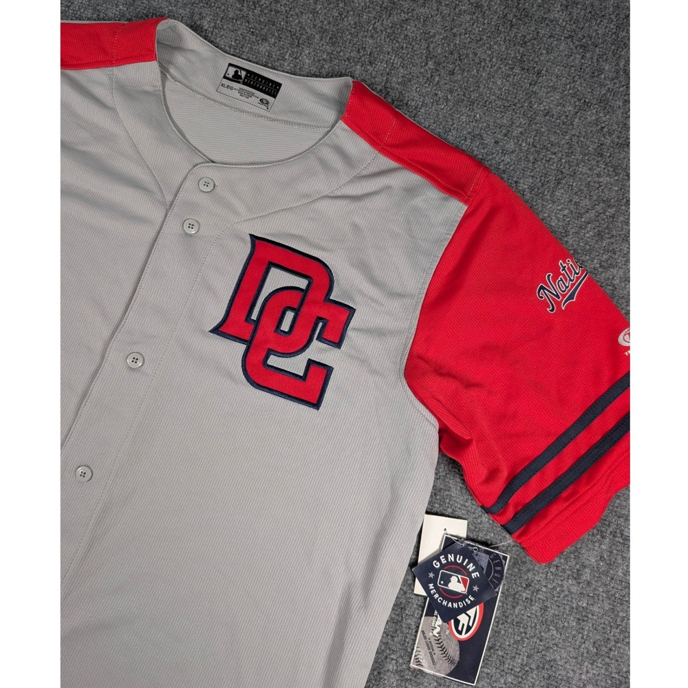 Washington Nationals MLB Baseball Jersey Grey‎ Red True Fan Men XL 84570 NEW